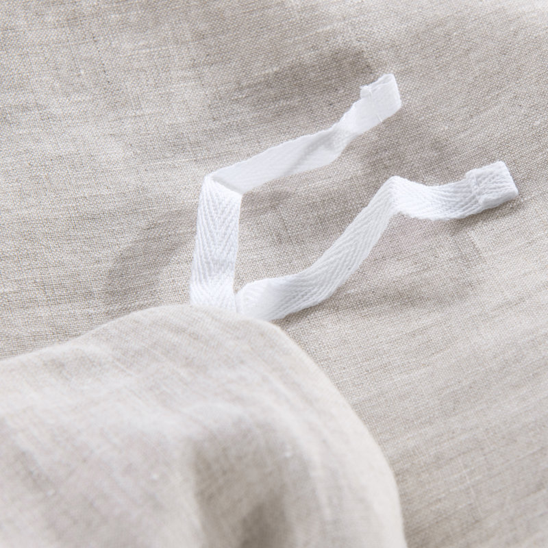 Ensemble de housse de couette 100% lin 100% lin français | Bride élégante à volants de 3 po | Certifié OEKO-TEX , Naturel