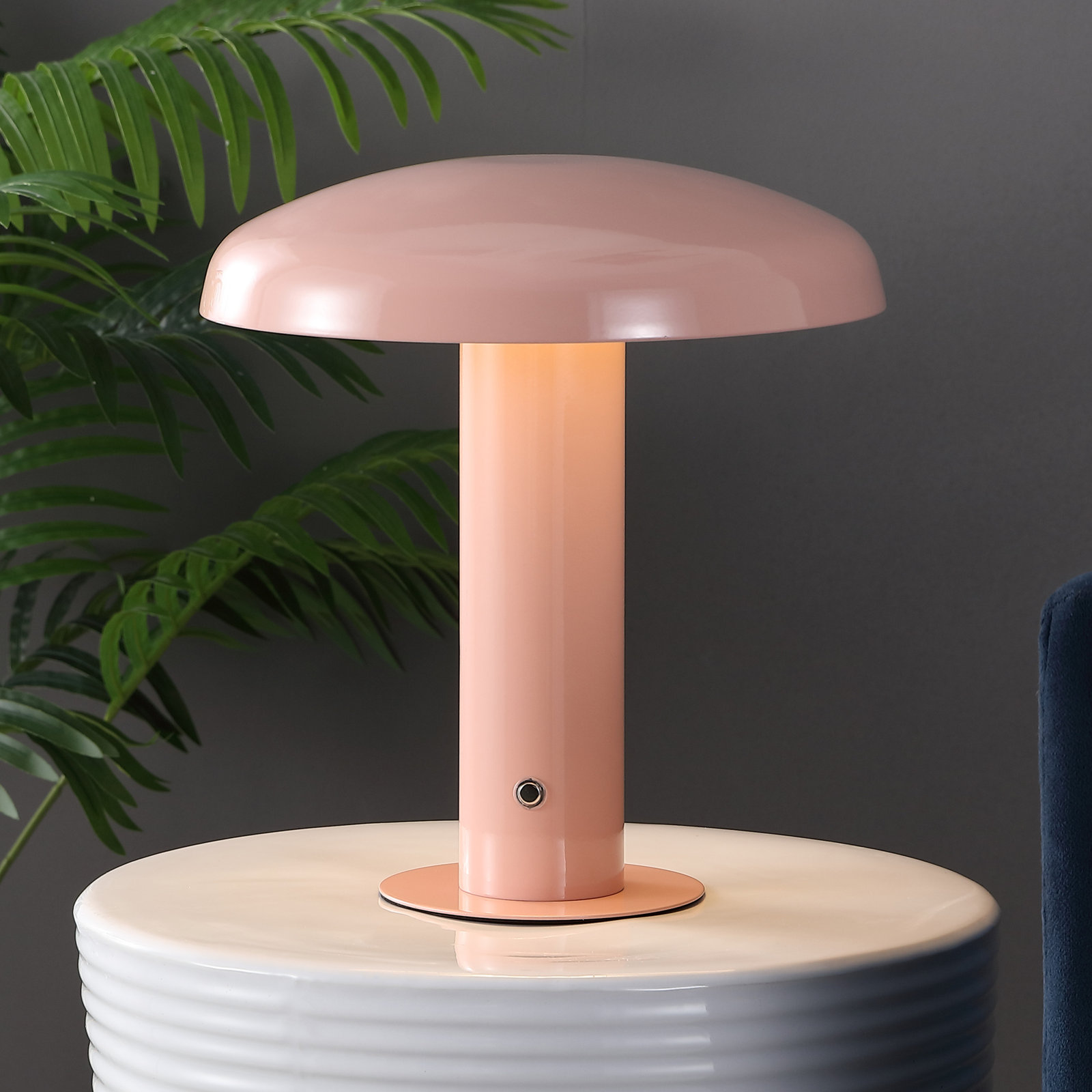 Writzer 11" Contemporary Bohemian Rechargeable/Cordless Dimmable Integrated LED Mushroom Table Lamp, Pink
