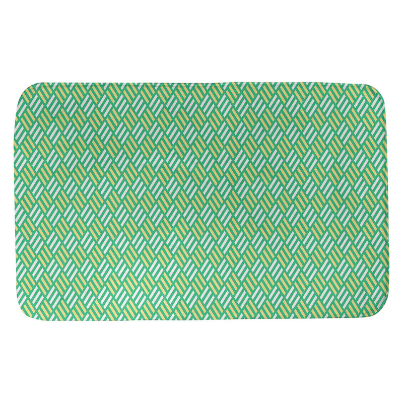 Tapis pour salle de bain diamants Kitterman, l 17 po x L 24 po, Vert / Jaune