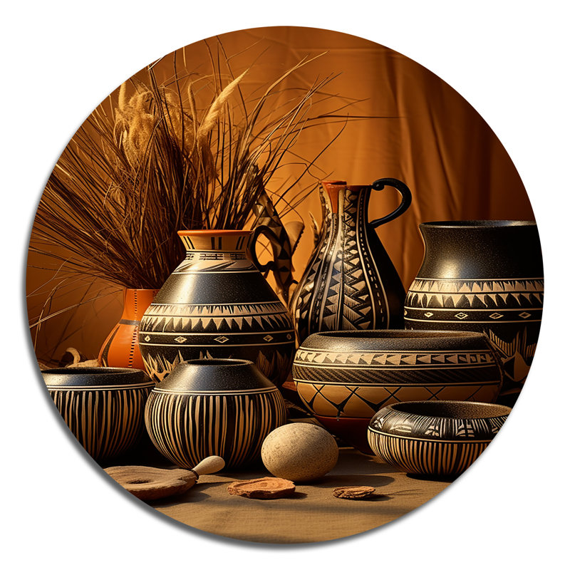 Native Art Pottery Serenity I - personnes rondes, décor en métal, H 36 po x l 36 po