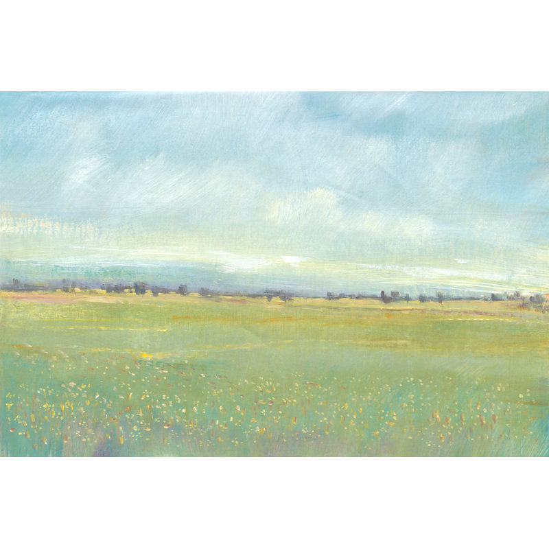 Soft Meadow Light I - Painting Print, 81cm H x 122cm W, Black Floater Framed