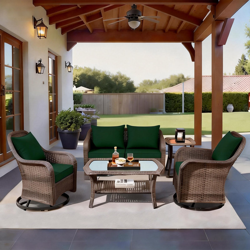 22 x 24 In Patio Furniture Cushions set of 4, Fade Resistant Outdoor Seat Cushions with 4 pairs of Ties, Deep Seat Cushion for Seat Patio Chairs, Rattan Furniture, Wicker Seating, outdoor Adirondack Chair,Dark Green