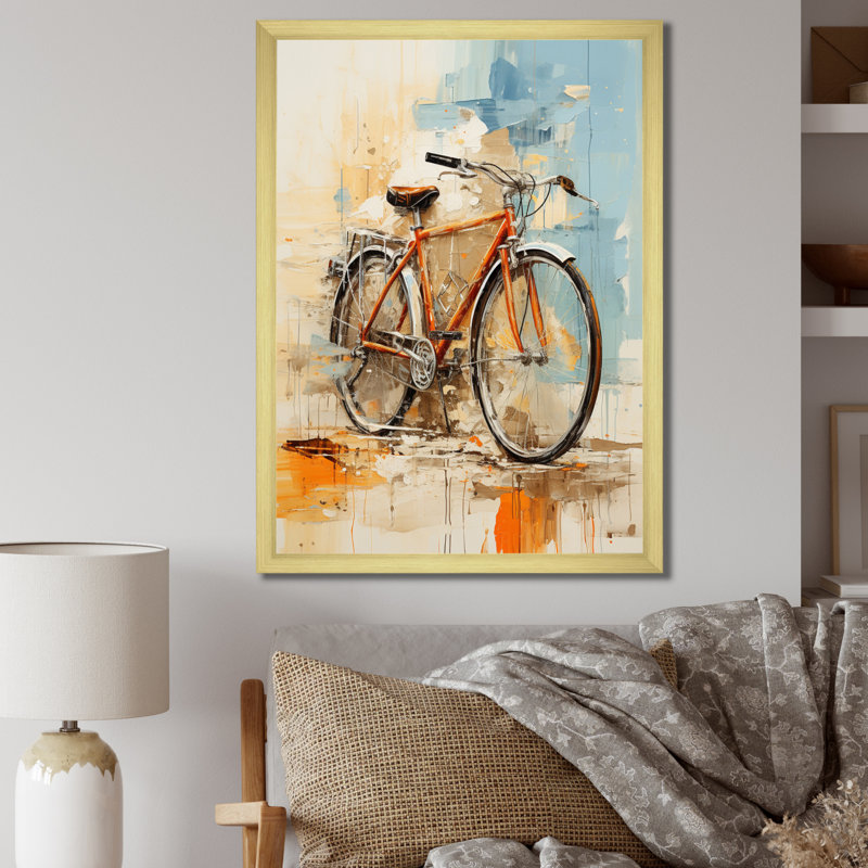 " Bicycle Expressive Journeys An II ", Gold Picture Framed, 40" H x 30" W x 1.5" D
