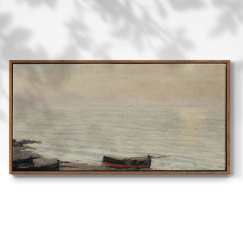 Série nautique-CCCCLXV- Toile tendue avec châssis tendue, prête à être accrochée, H 17 po x l 33 po, Noyer