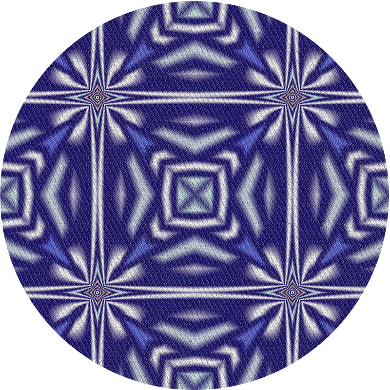 Tapis bleu/ivoire tissé à la machine, Rond 5 pi