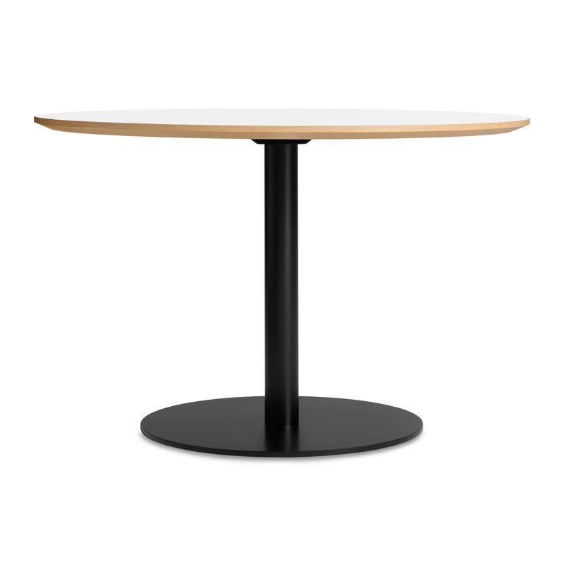 Easy Round Pedestal Dining Table, 29" H x 48" W x 48" L, Walnut, Matte Black