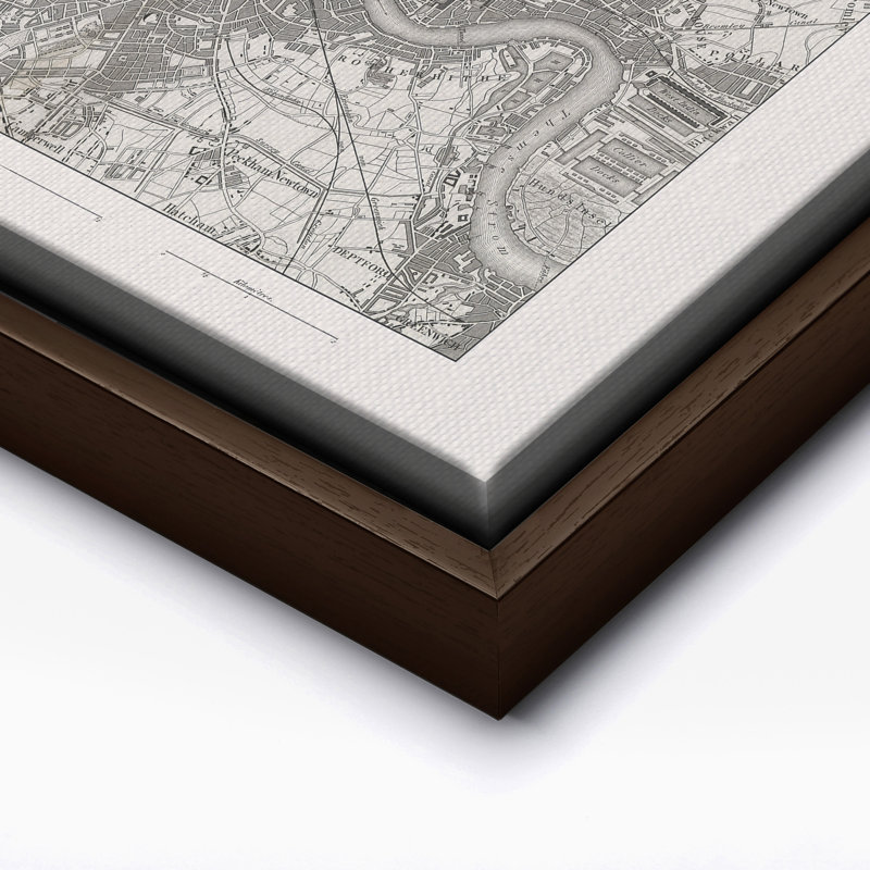 Carte de Londres, Canvas, 16"H x 20"W, Brown Framed