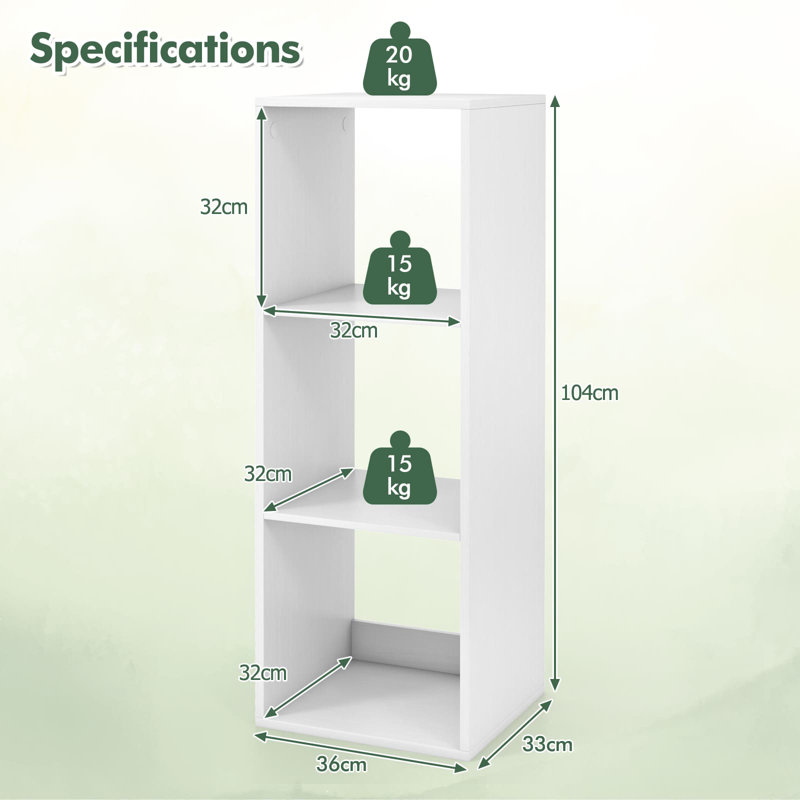 Open Back Bookshelf 2-Cube Bookcase Set-White, (3 Shelves) 40.94cmH x 36cmW x 13cmD