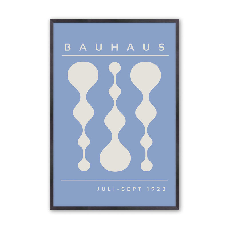Blue Retro Bauhaus II, impression dans un cadre, H 15,25 po x l 12,25 po, Zinc patiné
