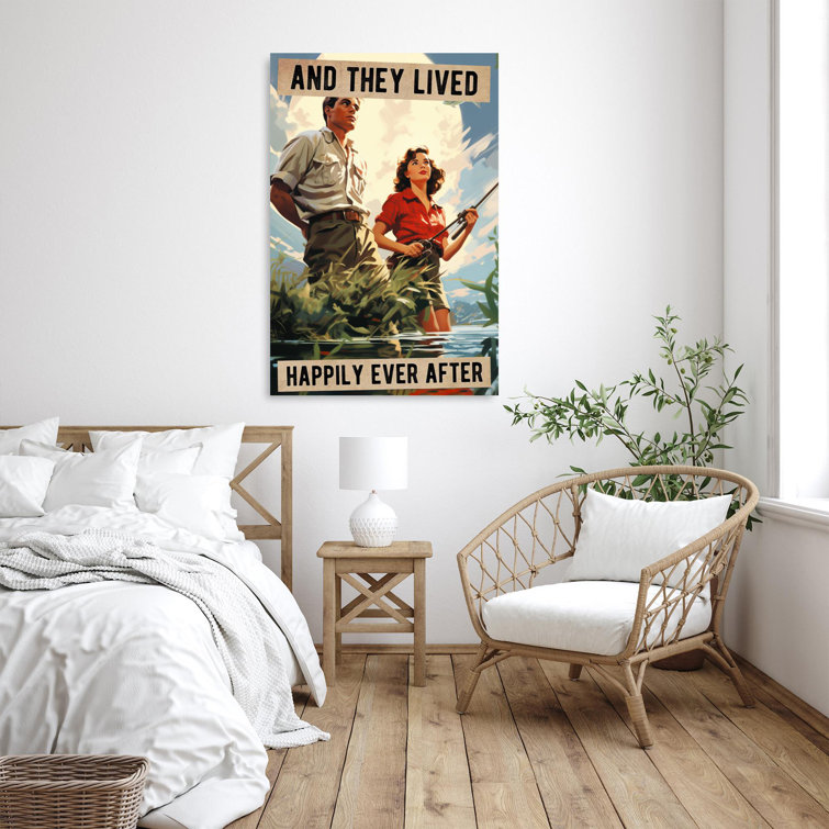 Trinx Fishing And They Lived Happily Ever After - 1 Piec Fishing And They  Lived Happily Ever After - 1 Piece Rectangle Graphic Art Print On Wrapped  Canvas On Canvas Print