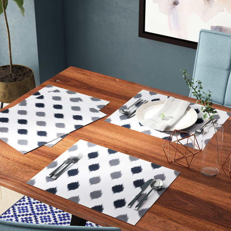 Ensemble de 3 napperons à pois à imprimé ikat Scudder, gris