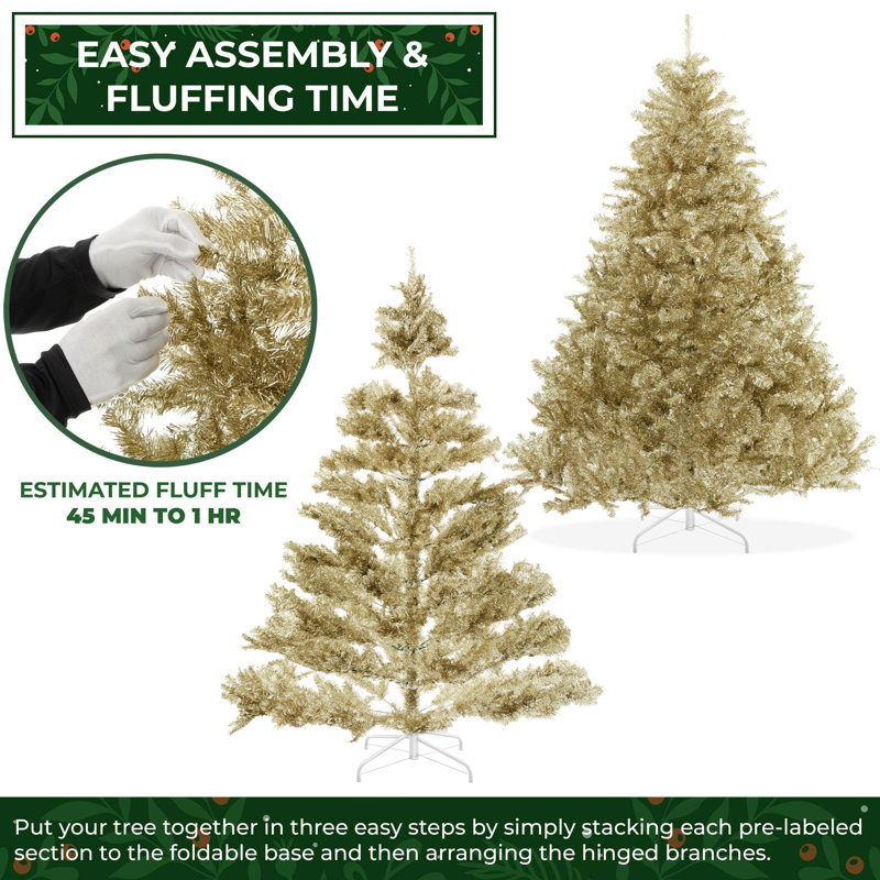6' Gold Artificial Christmas Tree with Metal Stand