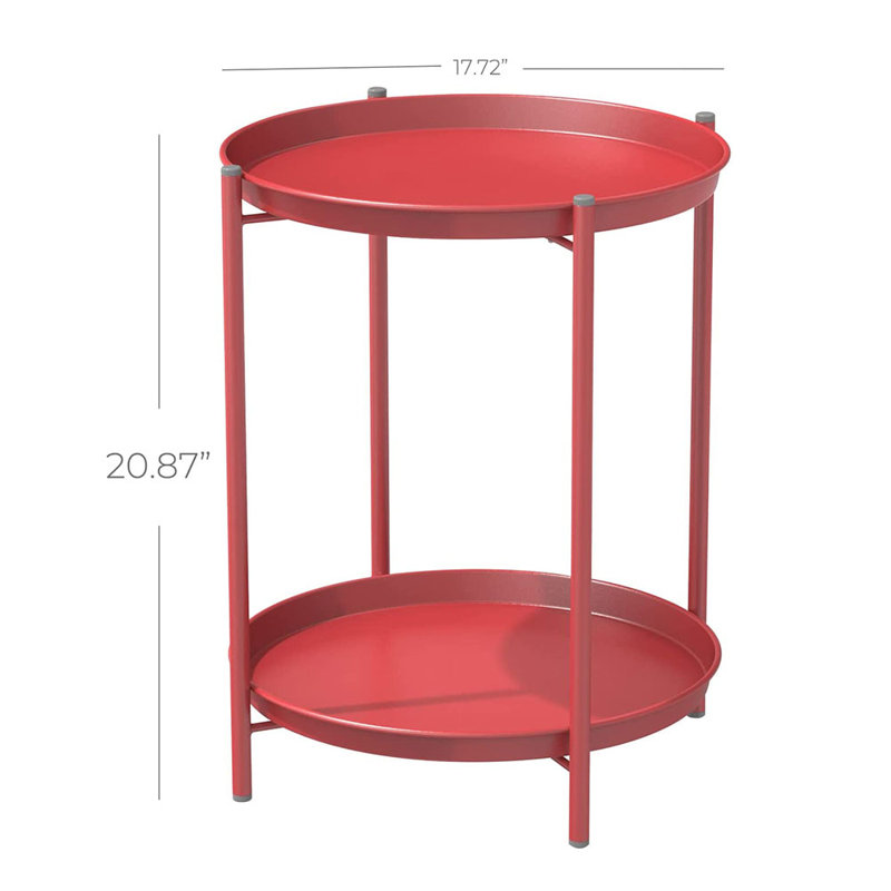 Eucleides Steel Tray Top End Table, Red