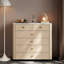 Commode de luxe 31,5 po à 6 tiroirs, armoire de rangement avec dessus en pierre micro-cristalline et façades de tiroirs en cuir pleine fleur 31,50 po