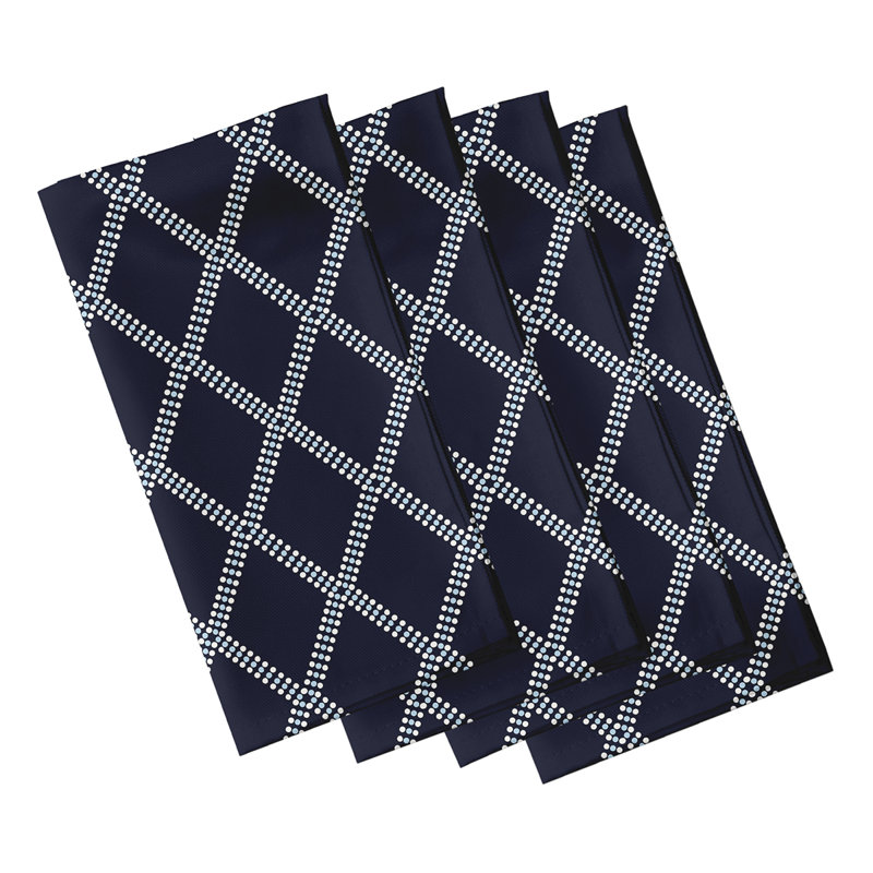 Lateasa Polyester Geometric Square Napkin, Navy