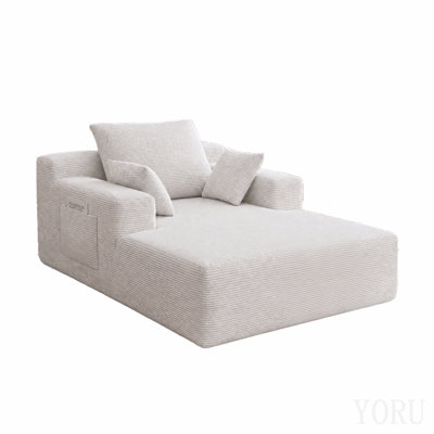 Canapé méridienne en velours côtelé de 182 cm (71,65 po) avec porte-gobelets et poche de rangement, sans assemblage, assise profonde surdimensionnée avec coussins, vert