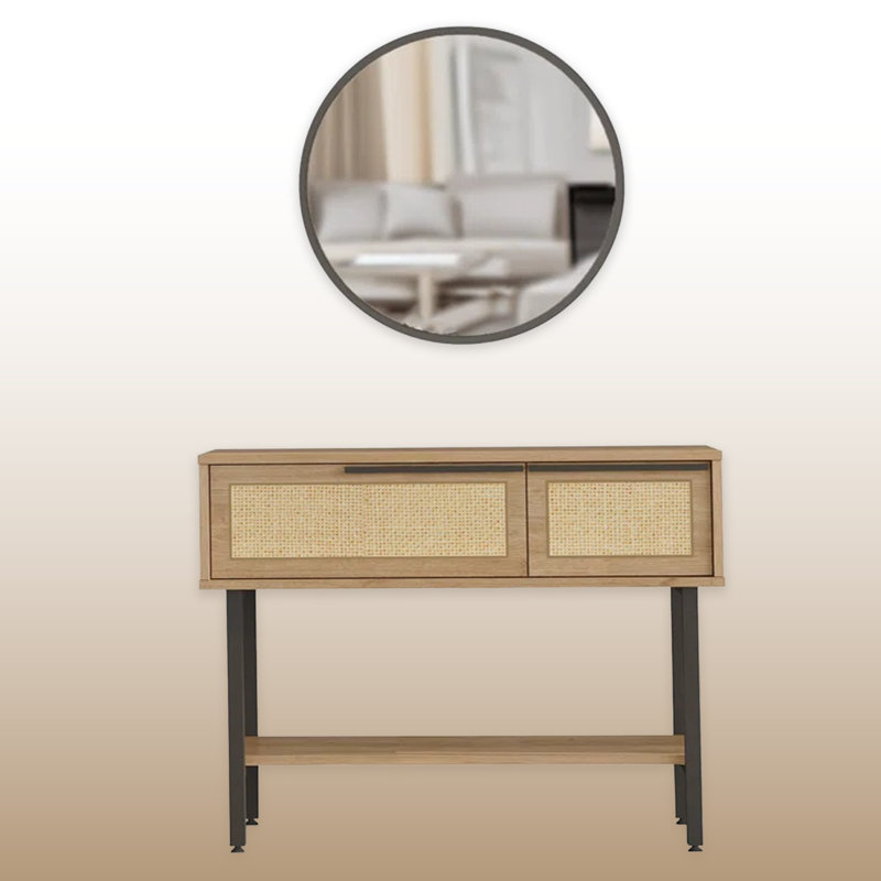 Bertran 39.4'' Console Table With Round Mirror
