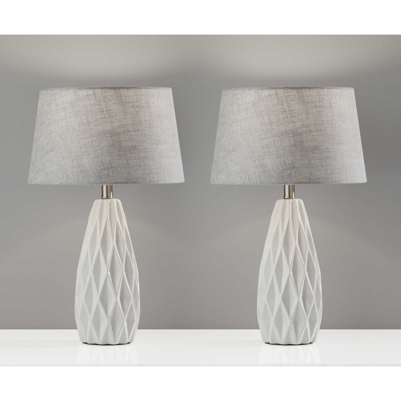 Ensemble de 2 lampes de table en céramique blanche 13,75 po x 13,75 po x 22,5 po