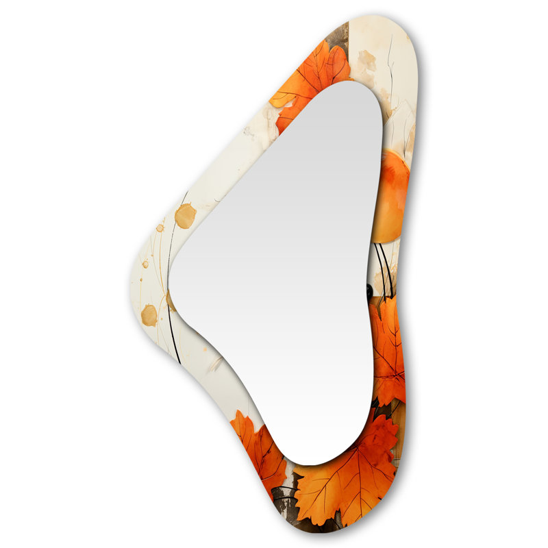 Orange Floral Twilight Dream Abstract Collages I - Abstract Asymmetrical Modern Large Wall Mirror