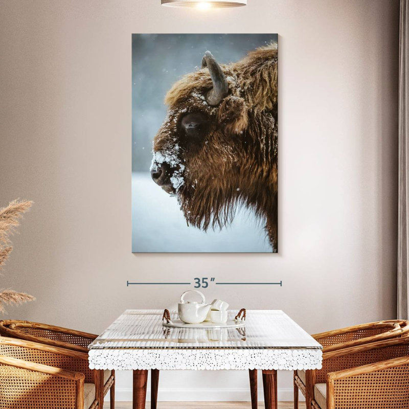 Brampt Snowy Bison, 51" H x 34" W