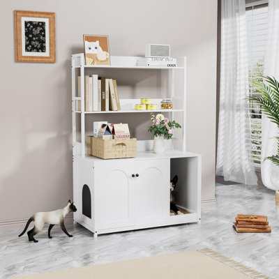 Litter Box Enclosure With Shelves And Doors, Industrial Cat Cabinet, Hidden Cat Litter Box Enclosure, Cat Litter Box Furniture, Cat Washroom