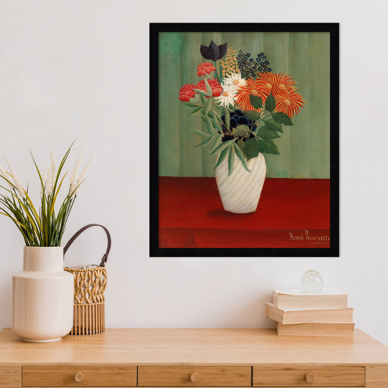 "Bouquet de fleurs" par Henri Rousseau, H 21 po x l 17 po, Noir