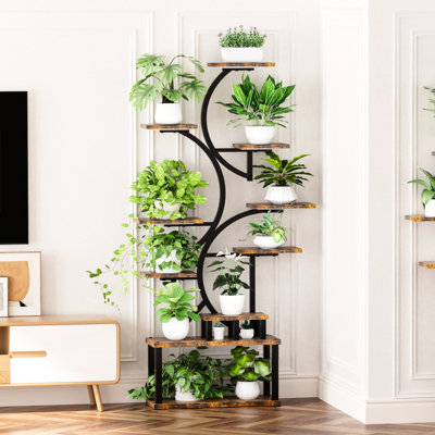 Support pour plante en forme de S de 68,5 po de hauteur avec 10 lumières de croissance flexibles, idéal pour les plantes d'intérieur dans la chambre et le vestibule