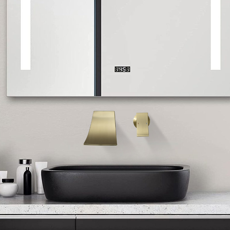 Wall Mounted Required Single-handle Bathroom Faucet, Brushed Gold