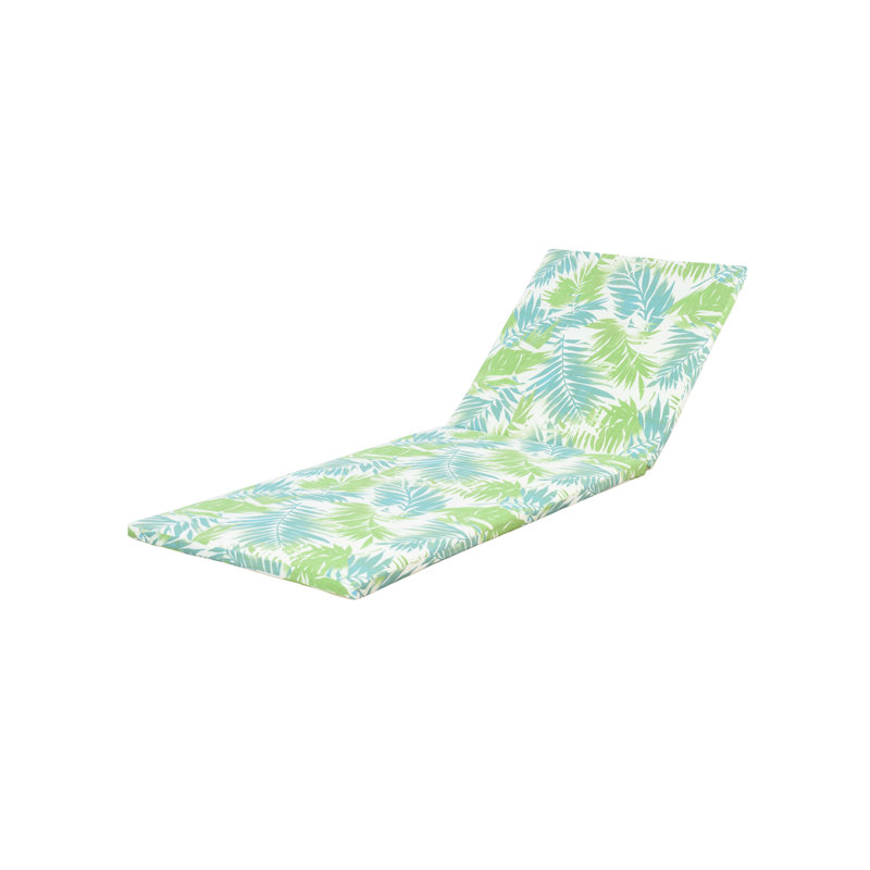 Coussin de chaise longue d'extérieur pliable avec housse amovible Luna, Bleu clair / vert floral