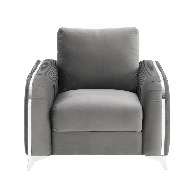 Fauteuil Classy en velours gris - Revêtement et expérience de construction spectaculaire