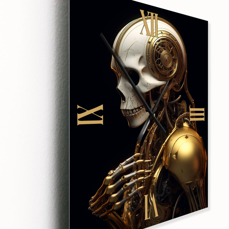 Golden Android Robot - Folk Religion Modern Wall Clock, Small