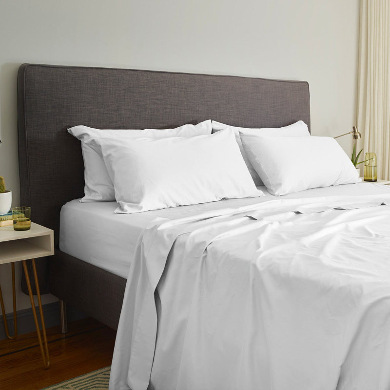 Ensemble de draps 100% satin de coton City, Ensemble de draps pour très grand lit avec 4 taie, Ivoire