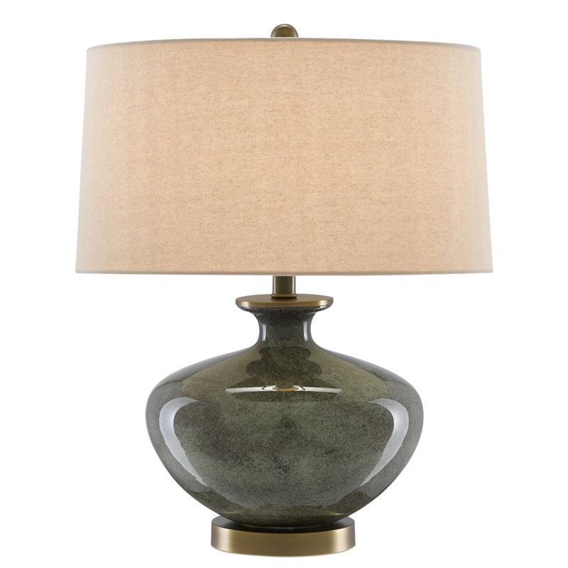 Greenlea Glass, Brass Table Lamp