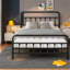 Lits en métal peu encombrants, structure noire durable avec rangement, design moderne