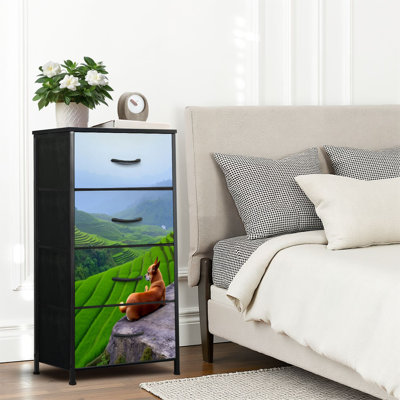 4 Drawer Dresser for Bedroom, Narrow Chest of Drawers, Wooden Top and Study Iron Frame 18"x37.5"-(WxH)