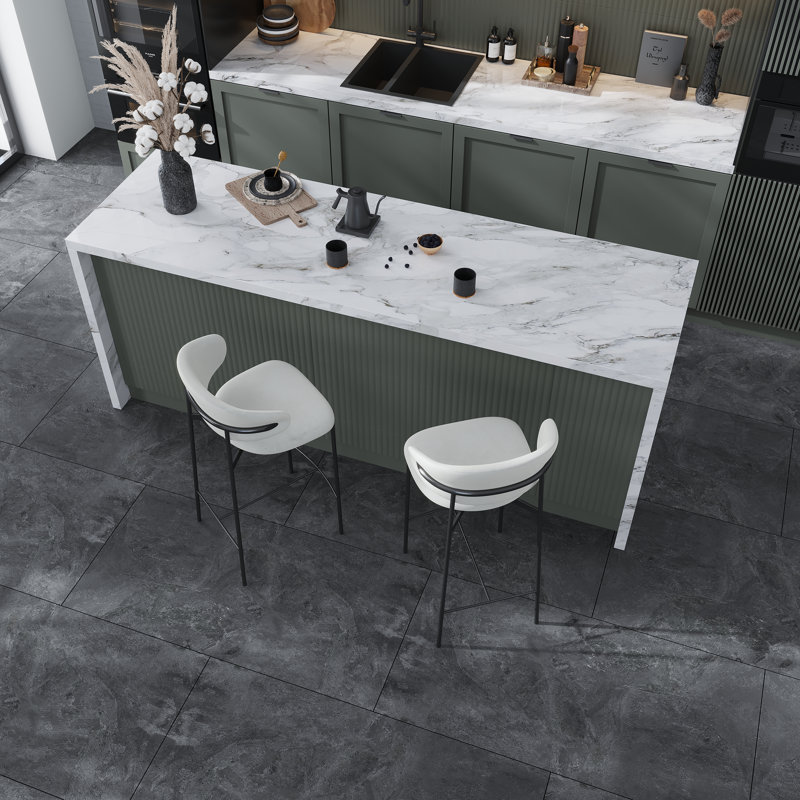 Carreau de porcelaine singulier l 23,7 po x L 47,25 po Splendor, Noir