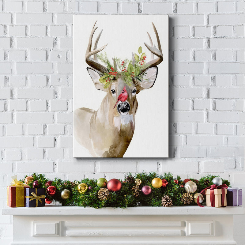 «Holiday Deer II» sur toile, H 36 po x l 24 po x P 1,5 po