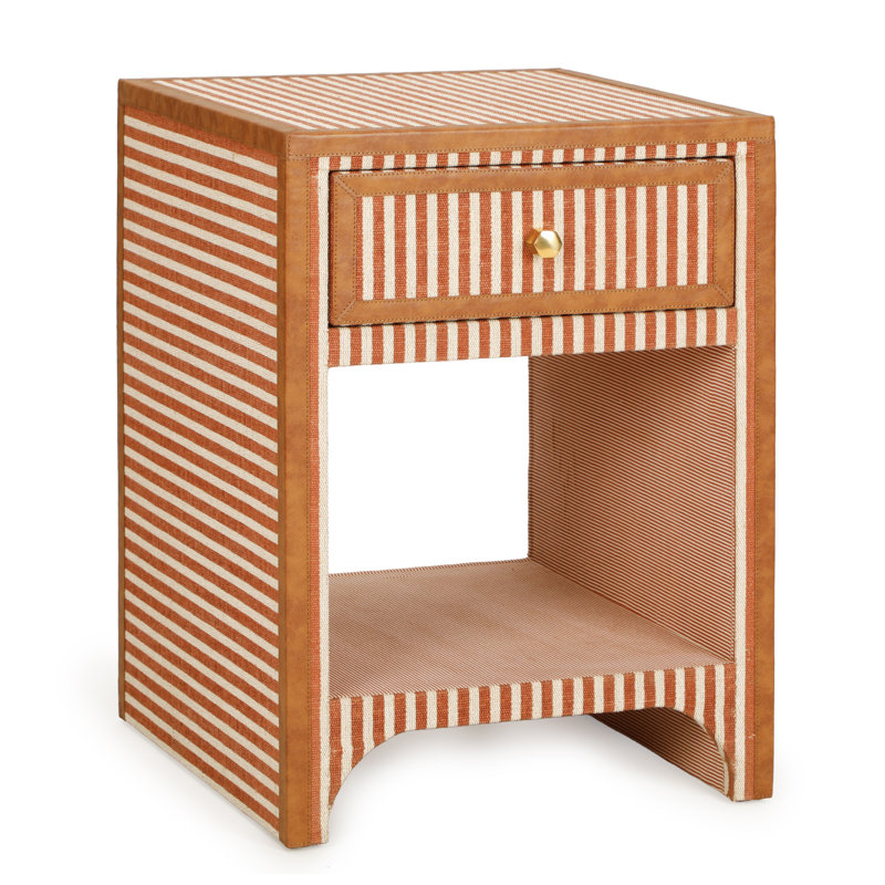 Kora Terracotta Cotton Jute Designer Nightstand, Red