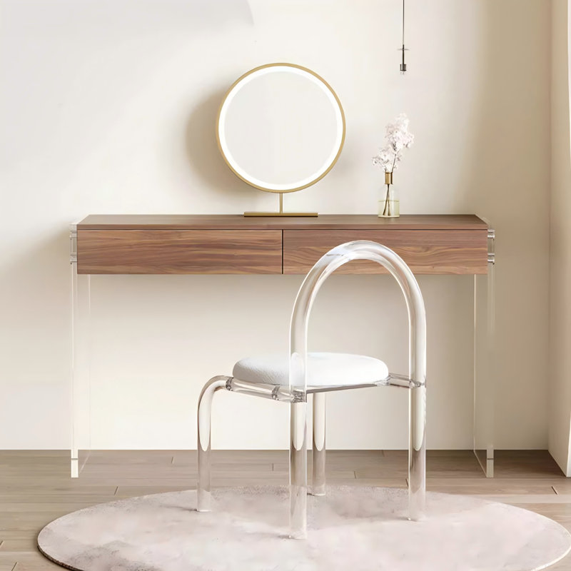 Modern Minimalist Acrylic Floating Solid Wood Dressing Table