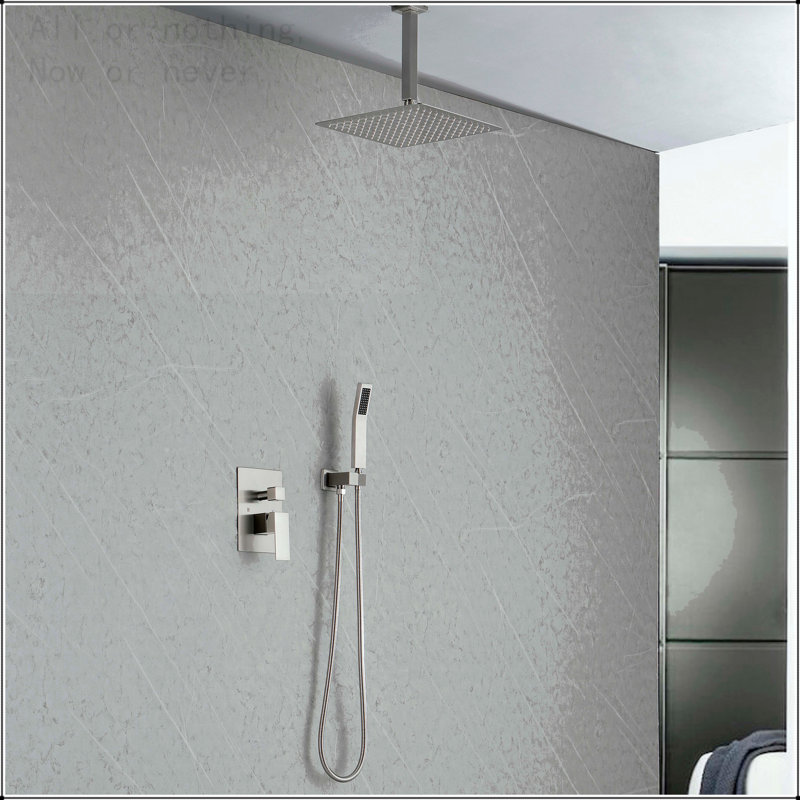 Système de douche de pluie mural de 12 pouces avec technologie haute pression, Nickel brossé
