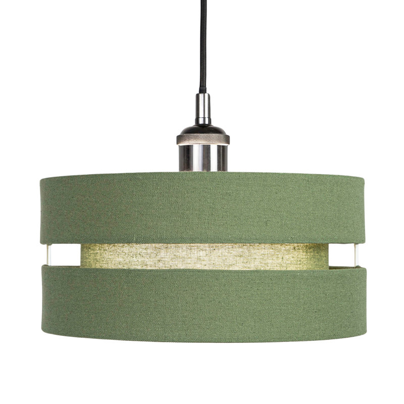 13cm H Linen Drum Pendant Shade ( Screw On ) in Green