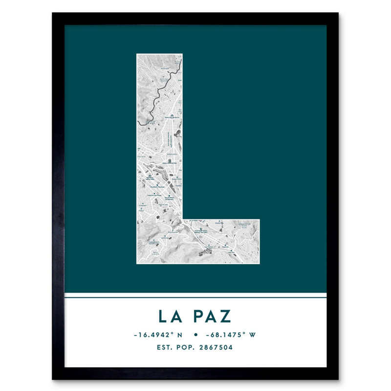 La Paz Bolivia City Map by Wee Blue Coo - Single Picture Frame Typography