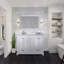Double Basin Bathroom Vanity 60" Wide X 22" Deep, Carrara Marble Top, With Faucet Set-1032777787-1032777796