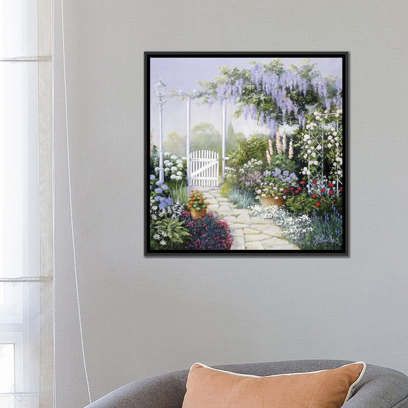 «View on My Garden», reproduction sur toile, H 18 po x l 18 po x P 1,5 po, Toile avec cadre noir, Pas de tapis