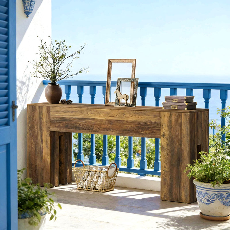 Table basse rustique, console robuste, table de couloir en bois