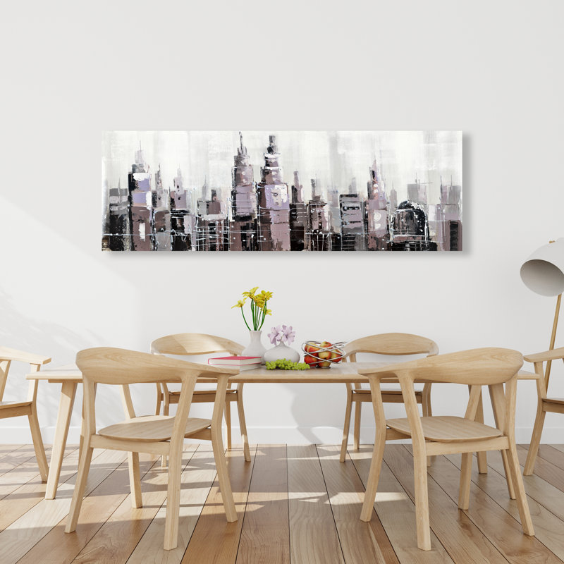Abstract Grayscale Cityscape - Modern Building Canvas Art