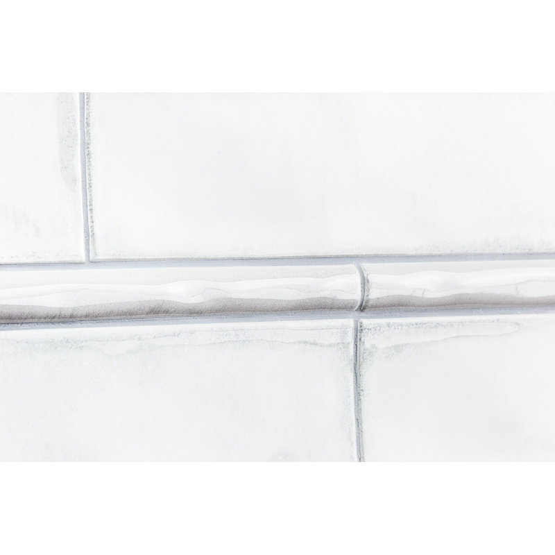 Moze White 0.75 in. x 12 in. Polished Ceramic Pencil Liner