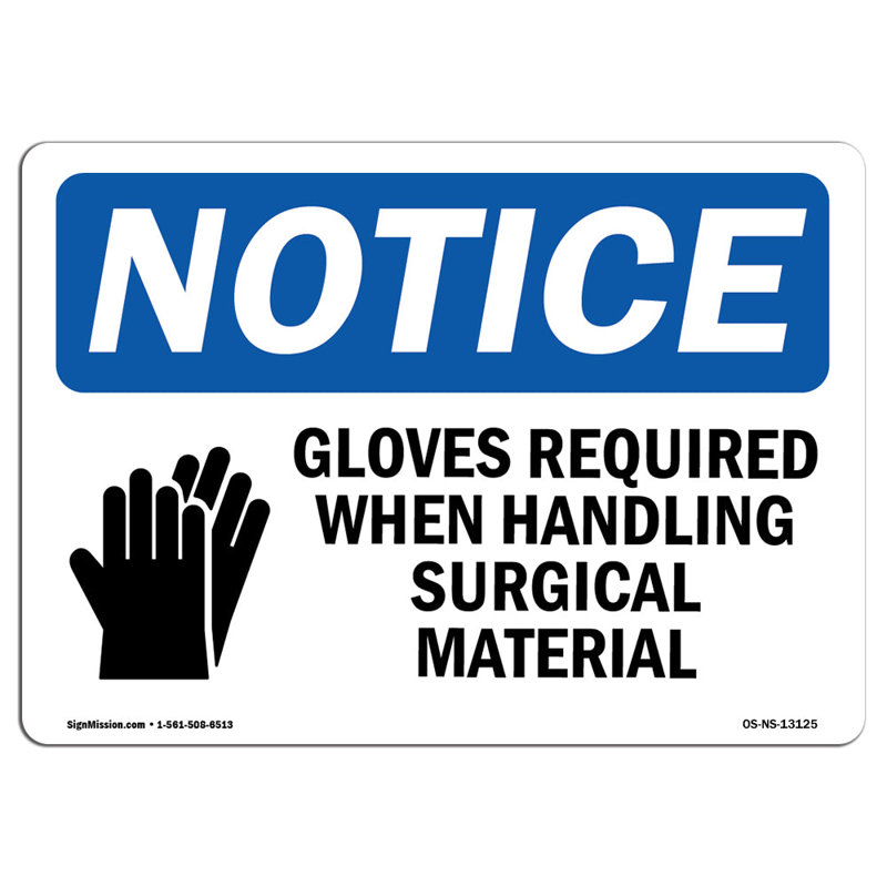 Gants requis lors de la manipulation de l'enseigne avec le symbole