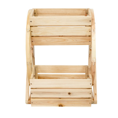 Brenda Wooden Wagon Wheel Weather Resistant Plant Stand - Natural