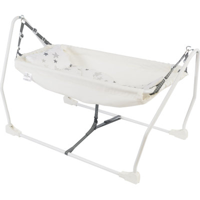 Ecru Baby Hammock, 100% Cotton Fabric, 47.2 x 26.8 x 23.2 Inches | Sturdy 100% Metal Frame | Safe & Comfortable Sleep Solution for Infants | Perfect for Modern Nurseries & Cozy Spaces, Easy to Assemble